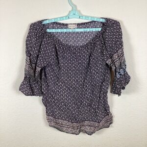 Bailey & Chloe Womens Shirt Sz L 3/4 Sleeve Top Soft Comfort Blouse Floral